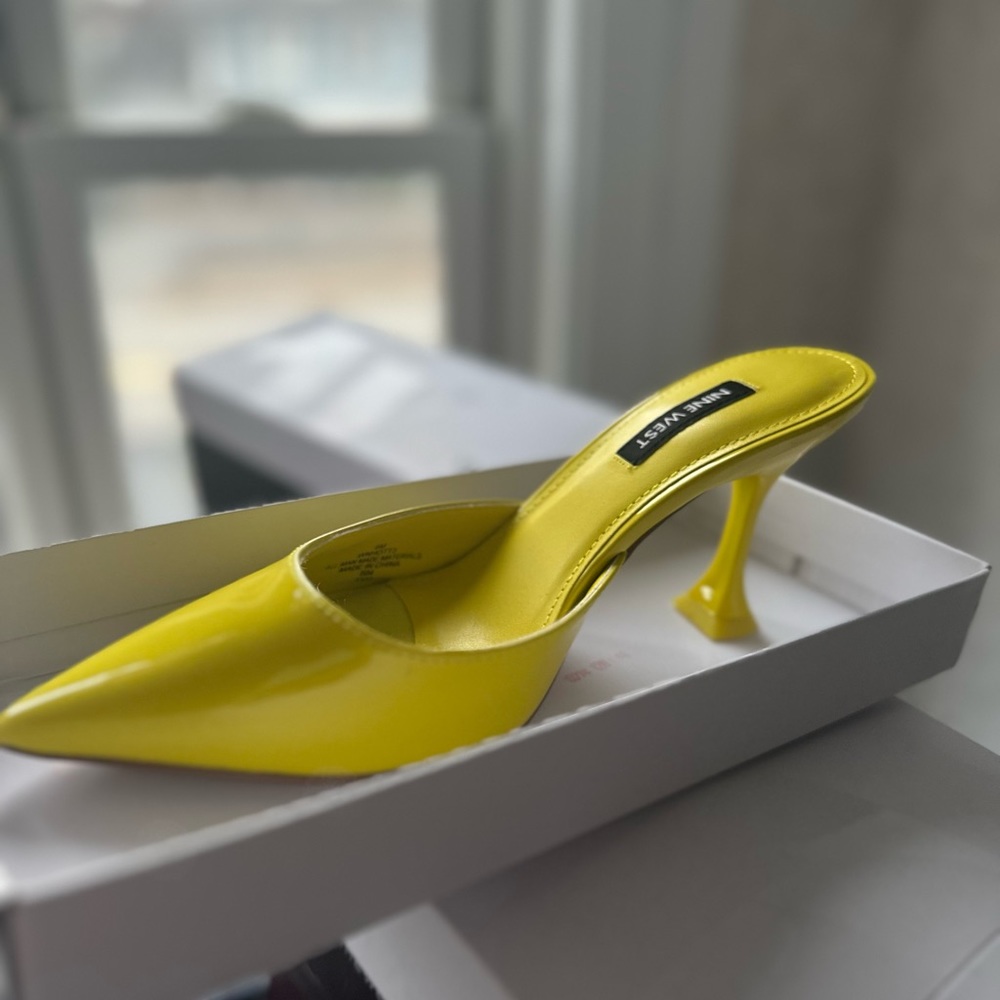 Nine West Yellow Closed Toe Mules